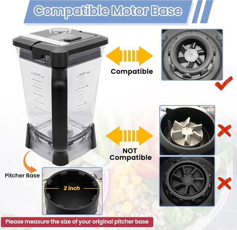 استبدال إبريق 72 أونصة XL متوافق مع خلاطات نينجا الاحترافية BL660 BL740، استبدال إبريق سحق 72 أونصة للنينجا BL660W BL660WM BL663 BL663CO BL740C-مع غطاء قفل in Kuwait
