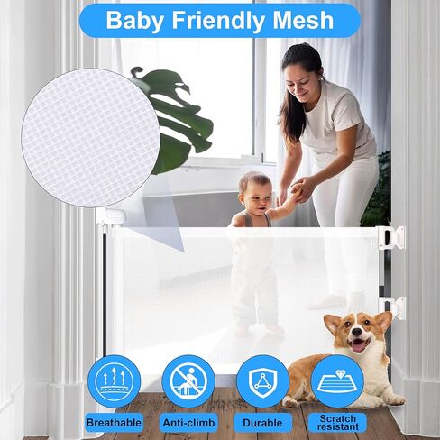 بوابة كلب قصيرة بطول 35.56 سم ارتفاعًا، بوابة جرو، بوابة جرو 59 بوصة، خطوة واسعة فوق سياج الحيوانات الأليفة، بوابة شبكية للكلاب قابلة للسحب في الأماكن المغلقة والخارجية، تتسع حتى 59 بوصة، بوابات للكلاب، بوابات للكلاب الصغيرة لسلالم المداخل in Kuwait