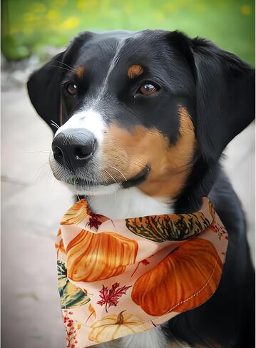 Cute Fall Dog Bandanas 2 Pack, Autumn Hello Fall Hey Pumpkin Maple Leaves Dog Scarf, Thanksgiving Handkerchief Scarves Gifts for Puppy Large Dogs in Saudi Arabia