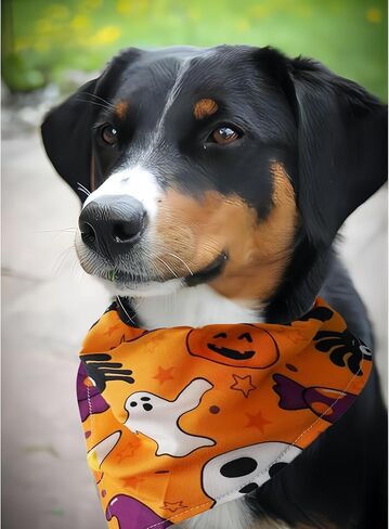 Cute Fall Dog Bandanas 2 Pack, Autumn Hello Fall Hey Pumpkin Maple Leaves Dog Scarf, Thanksgiving Handkerchief Scarves Gifts for Puppy Large Dogs in Saudi Arabia