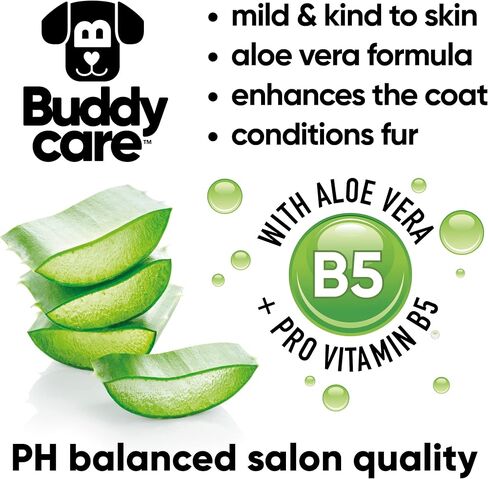 Vanilla & Shea Butter Dog Shampoo by Buddycare | Moisturising Shampoo for Dogs | Vanilla & Shea Butter Scented | with Aloe Vera and Pro Vitamin B5 (16.90oz) in Saudi Arabia