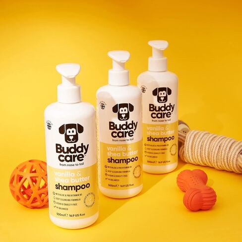 Vanilla & Shea Butter Dog Shampoo by Buddycare | Moisturising Shampoo for Dogs | Vanilla & Shea Butter Scented | with Aloe Vera and Pro Vitamin B5 (16.90oz) in Saudi Arabia