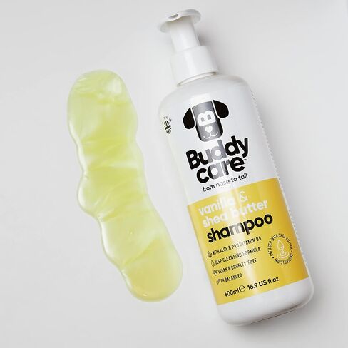 Vanilla & Shea Butter Dog Shampoo by Buddycare | Moisturising Shampoo for Dogs | Vanilla & Shea Butter Scented | with Aloe Vera and Pro Vitamin B5 (16.90oz) in Saudi Arabia