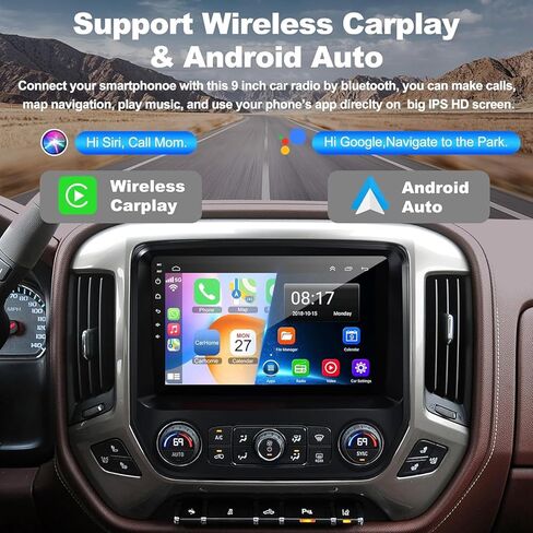 راديو سيارة Android 12 لسيارة شيفروليه سيلفرادو وجي إم سي سييرا 2014-2018، ستيريو سيارة بشاشة تعمل باللمس IPS مقاس 10 بوصات مع تشغيل لاسلكي، Android Auto، نظام تحديد المواقع العالمي (GPS)، بلوتوث، FM، راديو سيلفرادو 2+64 جيجابايت مع كاميرا احتياطية in Kuwait