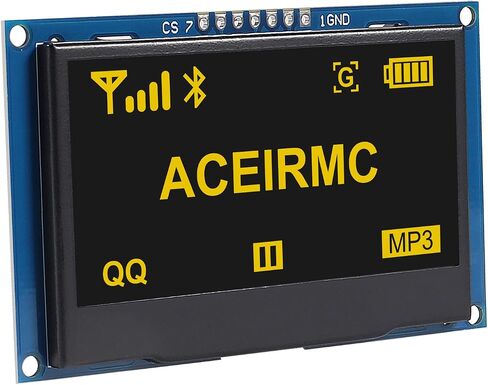 ACEIRMC 2.42 بوصة 128x64 OLED وحدة عرض LCD SSD1309 7 Pin SPI/IIC I2C واجهة تسلسلية لـ Arduino UNO R3 (أبيض) in Kuwait