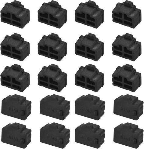 uxcell 20pcs RJ45 Silicone Protectors Ethernet Hub Port Anti Dust Cap Cover 12mmx8.3mm Black in Saudi Arabia
