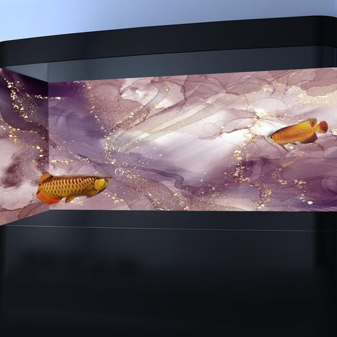 Pink Marble Aquarium Background, Art Abstract Pink Gold Line Marble Terrarium Background, Coloful Marble Glass Terrarium Background 30X12IN with 8 EVA Double-Sided Tape in Kuwait