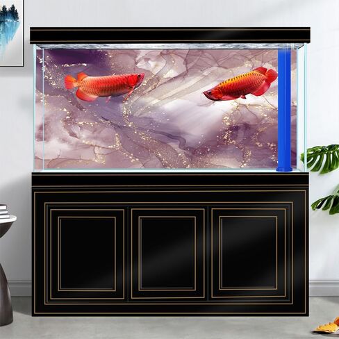 Pink Marble Aquarium Background, Art Abstract Pink Gold Line Marble Terrarium Background, Coloful Marble Glass Terrarium Background 30X12IN with 8 EVA Double-Sided Tape in Kuwait