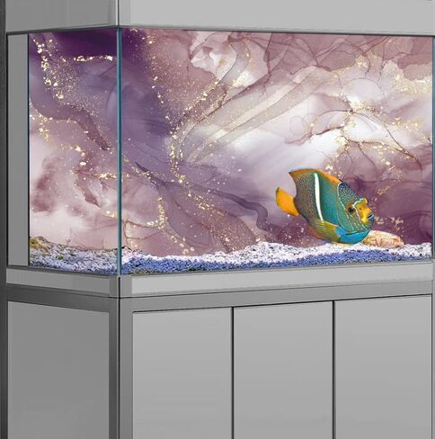 Pink Marble Aquarium Background, Art Abstract Pink Gold Line Marble Terrarium Background, Coloful Marble Glass Terrarium Background 30X12IN with 8 EVA Double-Sided Tape in Kuwait