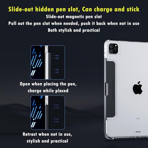 GUSGU for 2024 iPad Air M2 11 Inch Clear Case with Wireless Keyboard, Trackpad, 360°Rotating Stand for 10.9 Inch iPad Air 5th/4th, 11 Inch iPad Pro 4/3/2/1 Case, iPad Air 10.9, iPad Pro 11, Black in Saudi Arabia