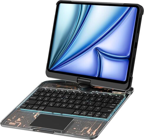 GUSGU for 2024 iPad Air M2 11 Inch Clear Case with Wireless Keyboard, Trackpad, 360°Rotating Stand for 10.9 Inch iPad Air 5th/4th, 11 Inch iPad Pro 4/3/2/1 Case, iPad Air 10.9, iPad Pro 11, Black in Saudi Arabia