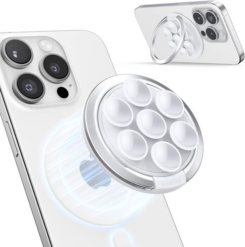 Magnetic Suction Cup Phone Ring Grip, Phone Suction Grip for MagSafe with Adjustable Ring Stand, Hands-Free Suction Phone Case for iPhone 15/14/13/12 Series for Make Up & Selfies Classic Black in Saudi Arabia