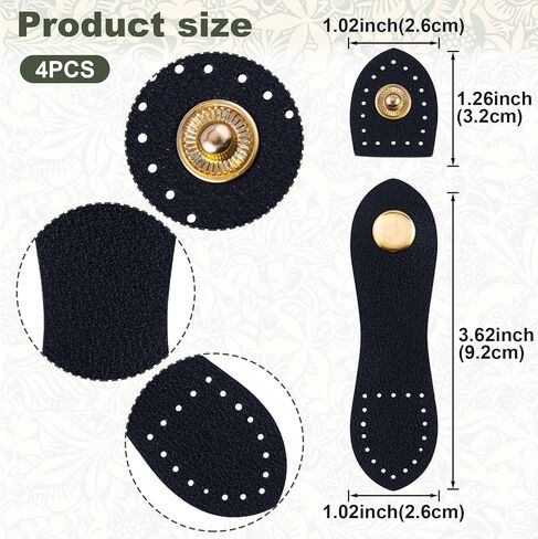 4 مجموعات من Joez Wonderful من أبازيم جلدية كبس للإغلاق، خياطة على مشابك إغلاق المحفظة الجلدية لحقائب المحفظة الجلدية وحقائب الهاتف الخليوي وسترة أجهزة الكمبيوتر المحمولة ومستلزمات صنع المحفظة (4 ألوان) in Kuwait