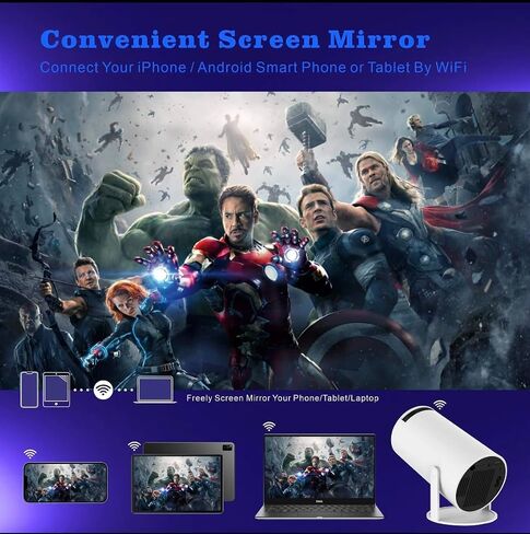 جهاز عرض صغير يعمل بنظام Android 11.0، جهاز عرض ذكي 4K مع WIFI 6 BT 5.0، دوران 180 درجة، جهاز عرض فيديو منزلي خارجي، متوافق مع الهاتف/جهاز التلفاز/الكمبيوتر المحمول in Saudi Arabia