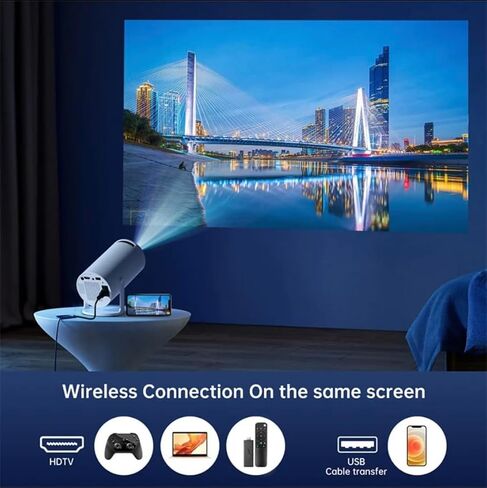 جهاز عرض صغير يعمل بنظام Android 11.0، جهاز عرض ذكي 4K مع WIFI 6 BT 5.0، دوران 180 درجة، جهاز عرض فيديو منزلي خارجي، متوافق مع الهاتف/جهاز التلفاز/الكمبيوتر المحمول in Saudi Arabia
