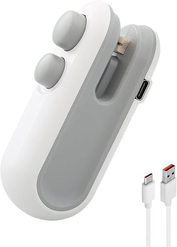حقيبة صغيرة لإغلاق الأكياس، 2024 جديدة 2 في 1 USB قابلة لإعادة الشحن لحقيبة الأكياس، 2 في 1 لختم الأكياس بالحرارة، آلة إعادة غلق الأكياس الصغيرة للوجبات الخفيفة وتخزين الخضروات الطازجة، أبيض، 240621-FKJ in Saudi Arabia