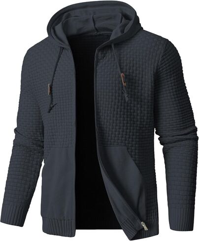 Zaitun Men's Full Zip Up Hooded Cardigan Sweater With Pockets in Kuwait