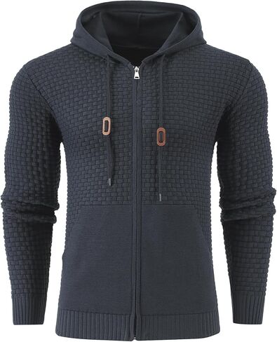 Zaitun Men's Full Zip Up Hooded Cardigan Sweater With Pockets in Kuwait