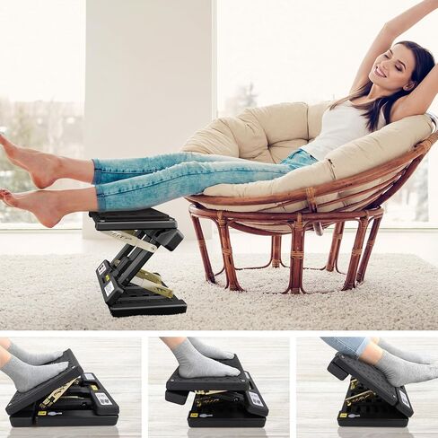 Foldable Foot Rest, Computer Foot Rest Under Desk, 12Modes Adjustable Ergonomic Foot Rest for Office, Loading Capacity 80 pounds, Removable Soft Cloth Pad, Yellow in Saudi Arabia