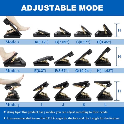 Foldable Foot Rest, Computer Foot Rest Under Desk, 12Modes Adjustable Ergonomic Foot Rest for Office, Loading Capacity 80 pounds, Removable Soft Cloth Pad, Yellow in Saudi Arabia