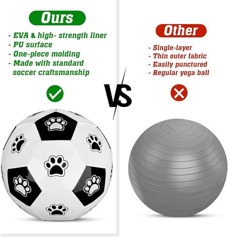 كرة الرعي من ميولمارت للكلاب، كرة حصان، مقاس 25 بوصة، كرة قدم عملاقة غير قابلة للتدمير مع مضخة يدوية للعب خارج المنزل باللونين الأبيض والأسود، منتهكي الملل للكلاب الكبيرة والخيول in Kuwait