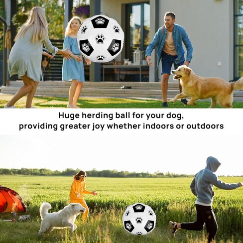 كرة الرعي من ميولمارت للكلاب، كرة حصان، مقاس 25 بوصة، كرة قدم عملاقة غير قابلة للتدمير مع مضخة يدوية للعب خارج المنزل باللونين الأبيض والأسود، منتهكي الملل للكلاب الكبيرة والخيول in Kuwait