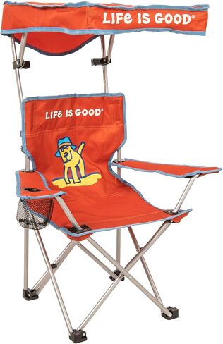 Life is Good Kid's Quad Chair with Canopy, Cup Holder, and Carry Bag, Foldable Outdoor Chair for Beach, Sports, Camping, Supports up to 150lbs in Saudi Arabia