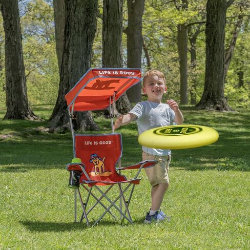Life is Good Kid's Quad Chair with Canopy, Cup Holder, and Carry Bag, Foldable Outdoor Chair for Beach, Sports, Camping, Supports up to 150lbs in Saudi Arabia