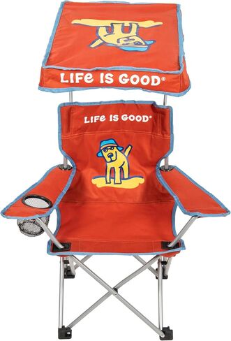 Life is Good Kid's Quad Chair with Canopy, Cup Holder, and Carry Bag, Foldable Outdoor Chair for Beach, Sports, Camping, Supports up to 150lbs in Saudi Arabia