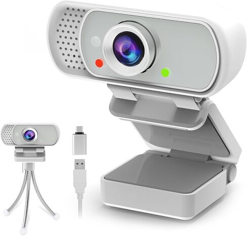 Webcam with Ring Light Microphone - Streaming Web Camera, 1080P Full HD Pro Camera for PC Mac Laptop Desktop, USB Computer Webcam with Privacy Cover and Tripod for Zoom Meeting Skype Teams Twitch in Kuwait