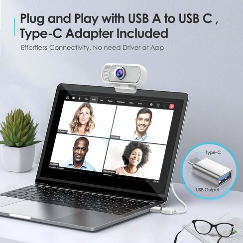Webcam with Ring Light Microphone - Streaming Web Camera, 1080P Full HD Pro Camera for PC Mac Laptop Desktop, USB Computer Webcam with Privacy Cover and Tripod for Zoom Meeting Skype Teams Twitch in Kuwait