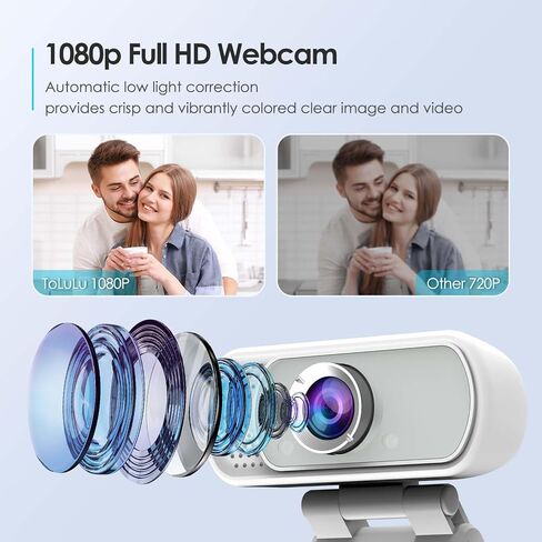 Webcam with Ring Light Microphone - Streaming Web Camera, 1080P Full HD Pro Camera for PC Mac Laptop Desktop, USB Computer Webcam with Privacy Cover and Tripod for Zoom Meeting Skype Teams Twitch in Kuwait