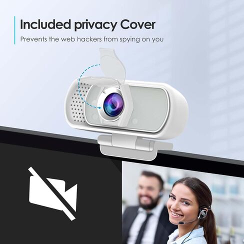 Webcam with Ring Light Microphone - Streaming Web Camera, 1080P Full HD Pro Camera for PC Mac Laptop Desktop, USB Computer Webcam with Privacy Cover and Tripod for Zoom Meeting Skype Teams Twitch in Kuwait