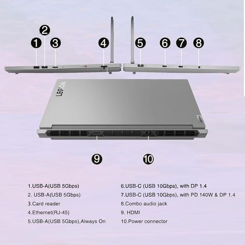 Lenovo أحدث Legion 16 بوصة WQXGA i9 RTX 4060 كمبيوتر محمول للألعاب، 16 بوصة WQXGA 2560 * 1600 165 هرتز، Intel i9-14900HX، NVIDIA GeForce RTX 4060، 64 جيجابايت DDR5 RAM، 4 تيرابايت SSD، W11P، مع حزمة SSD خارجية ADATA 512 in Kuwait