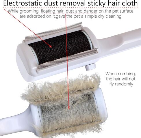 Pet Dry Cleaning Brush for Short or Long Haired Cats/Dogs, Dog Fur Remover, Sticky Brush for Shedding and Grooming, Cat Brushes for Indoor Cats,Rabbit Comb(white) in Saudi Arabia