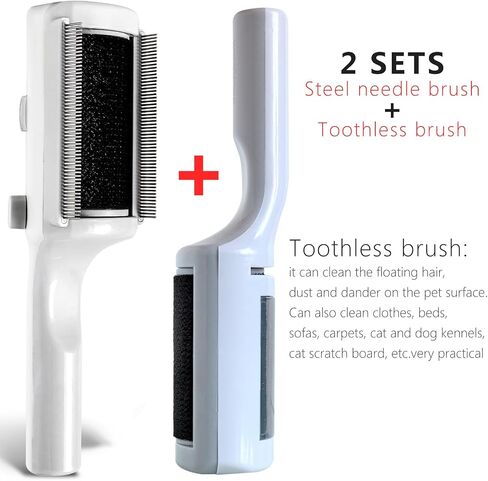 Pet Dry Cleaning Brush for Short or Long Haired Cats/Dogs, Dog Fur Remover, Sticky Brush for Shedding and Grooming, Cat Brushes for Indoor Cats,Rabbit Comb(white) in Saudi Arabia
