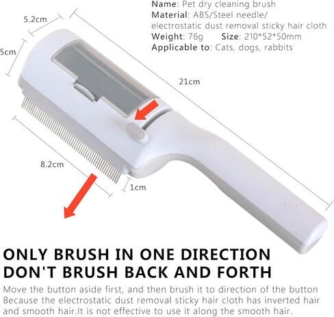 Pet Dry Cleaning Brush for Short or Long Haired Cats/Dogs, Dog Fur Remover, Sticky Brush for Shedding and Grooming, Cat Brushes for Indoor Cats,Rabbit Comb(white) in Saudi Arabia