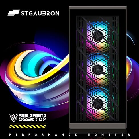 كمبيوتر سطح المكتب للألعاب STGAubron، RX 550 4GB، Intel i7 Xeon E5 2.8 جيجا هرتز، ذاكرة الوصول العشوائي 16 جيجا، 512 جيجا SSD، WiFi، BT 5.0، W10H64، RGB Fanx4، لوحة مفاتيح وماوس ولوحة ماوس RGB، برج كمبيوتر للألعاب للاعبين، البث in Kuwait