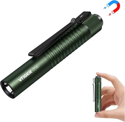 VTIGER T1A مصباح يدوي صغير للجيب EDC مع مشبك، 1300 لومن مدمج AA قابل لإعادة الشحن، مصابيح LED صغيرة، مفتاح ذيل فائق السطوع، ضوء فلاش صغير مع مغناطيس للتخييم والمشي لمسافات طويلة وفي الهواء الطلق والطوارئ in Saudi Arabia