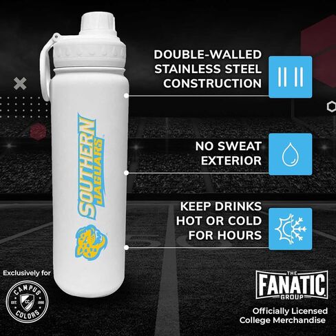 Campus Colors NCAA Stainless Steel Water Bottle - Twist on Cap - 24 oz - Carry Clip - Keeps Your Drinks Hot or Cold for Hours (Ole Miss Rebels - Blue) in Saudi Arabia