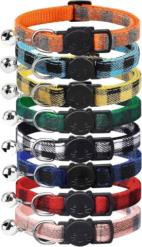 Cat Collars-Breakaway Kitten Collar with Bell - Adjustable7-12in Litter Collars Pups - Set of 8 in Saudi Arabia