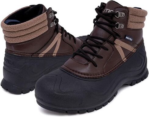 حذاء NAUTICA الرجالي ذو الرقبة البطة المقاوم للماء معزول للثلج والمطر - حذاء شتوي برباط - تشانينج (عرض عريض/متوسط) in Kuwait