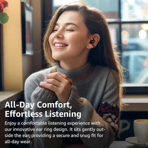 TOZO OpenEarRing True Open Ear Headphones, Lightweight Comfort Open Ear Clip Wireless Earbuds, 40H Play Bluetooth 5.4 Headphones with Smart Digital Display Design Fit Sports Running, Workout Black in Saudi Arabia