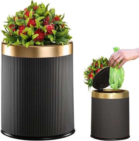 Dog Poop Trash Can Outside, Dog Waste Container, Plant Styled Small Outdoor Trash Can with Lid, 2.6 Gal, Drak Grey in Saudi Arabia