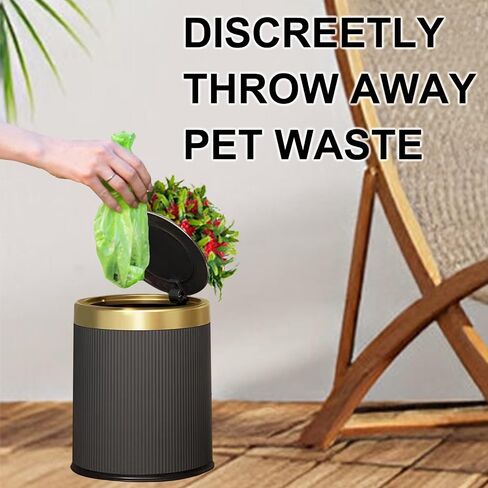Dog Poop Trash Can Outside, Dog Waste Container, Plant Styled Small Outdoor Trash Can with Lid, 2.6 Gal, Drak Grey in Saudi Arabia