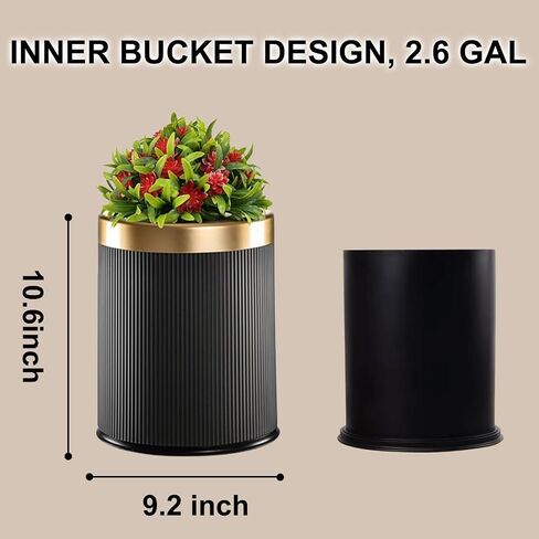 Dog Poop Trash Can Outside, Dog Waste Container, Plant Styled Small Outdoor Trash Can with Lid, 2.6 Gal, Drak Grey in Saudi Arabia