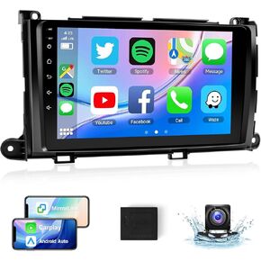 راديو سيارة Leadfan Android 12 لسيارة Toyota Sienna 2011-2014 ستيريو مع CarPlay Andriod Auto 9 بوصات تعمل باللمس داخل لوحة القيادة بلوتوث واي فاي نظام تحديد المواقع والملاحة SWC MirrorLink وكاميرا احتياطية، CanBus