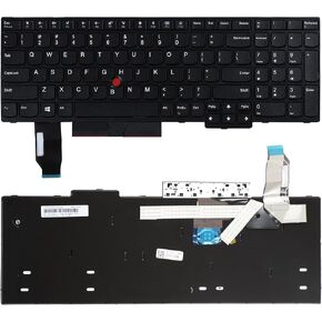 New Keyboard with Pointer Trackpoint Replacement for Lenovo IBM ThinkPad E580 E585 E590 E595 T590 L580 L590 P52 P53 P53S P72 P73 Series Laptop (Not Fit P52s) US Layout Black Frame