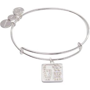Alex and Ani LOVE Pave Paw Print Charm Bangle Bracelet, Shiny Gold Finish