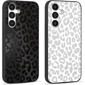 RUMDEY 2 Pack Cute Cheetah Print for Samsung Galaxy A12 4G 6.5" Phone Case,Luxury Leopard Pattern Design Cases Soft Silicone TPU Shockproof Protective Cover for Women Girls-Black & White